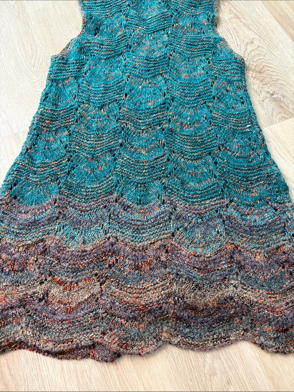 Coldwater Creek Wave Knit Sleeveless Duster Sweater Vest size medium wool cozy - Picture 5 of 7